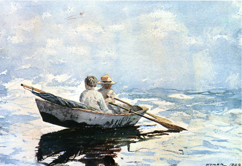 (image for) Handmade oil painting Copy paintings of famous artists Winslow Homers Paintings Rowboat